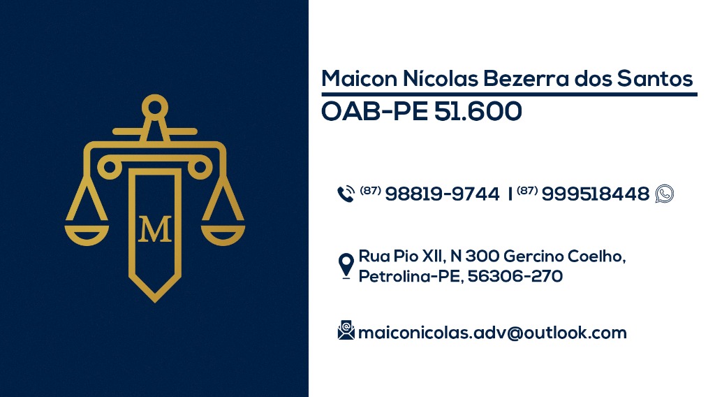 Cartão Oficial Dr. Maicon Nícolas OAB-PE 51.600